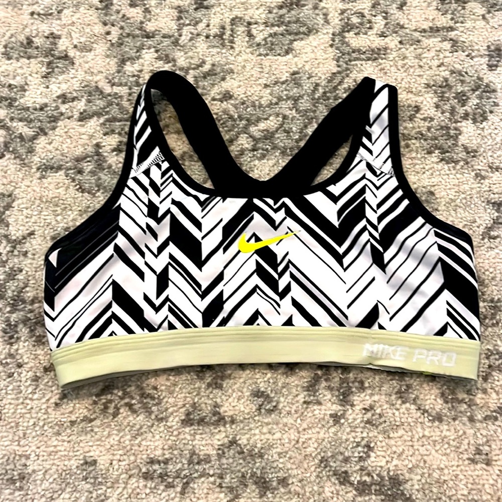 Nike Pro Black and White Sports Bra Size M